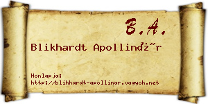 Blikhardt Apollinár névjegykártya